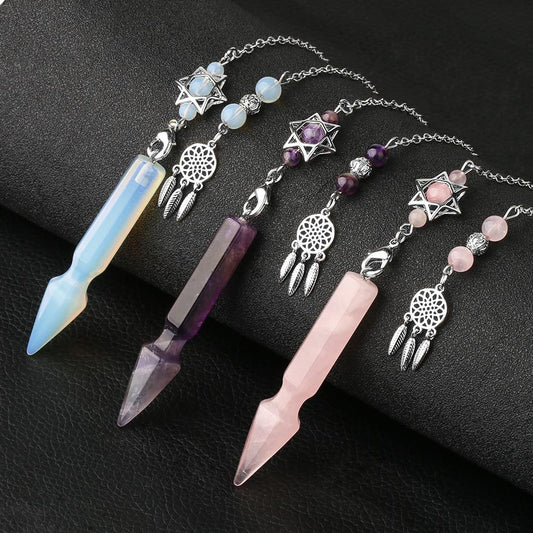 New Product Natural Stone Crystal Jewelry Divination Spirit Pendulum Unisex Tapered Pendant