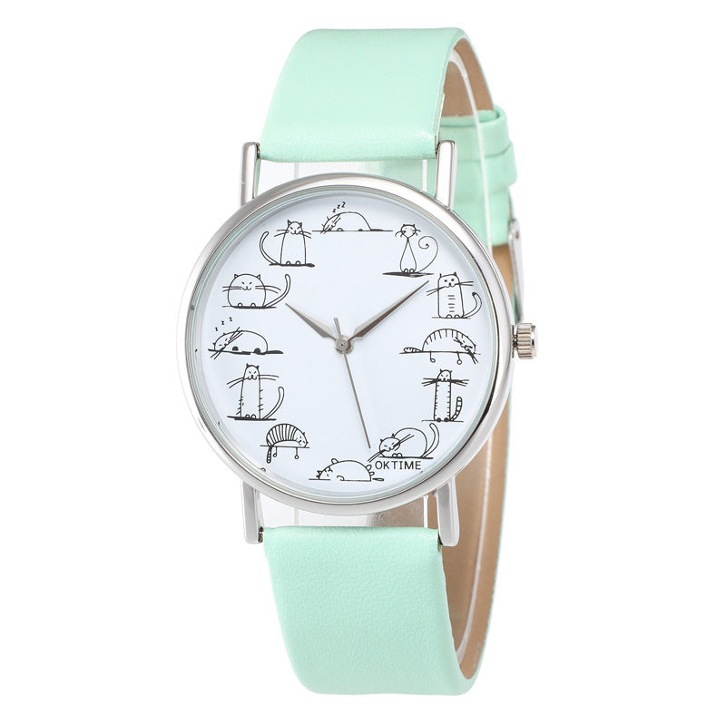 Simple belt multicolor student quartz watch