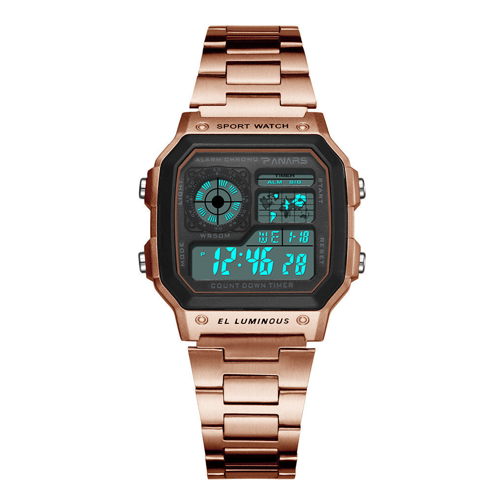 Waterproof Multifunctional Waterproof Sports Watch Square Fashion Electronic Watch