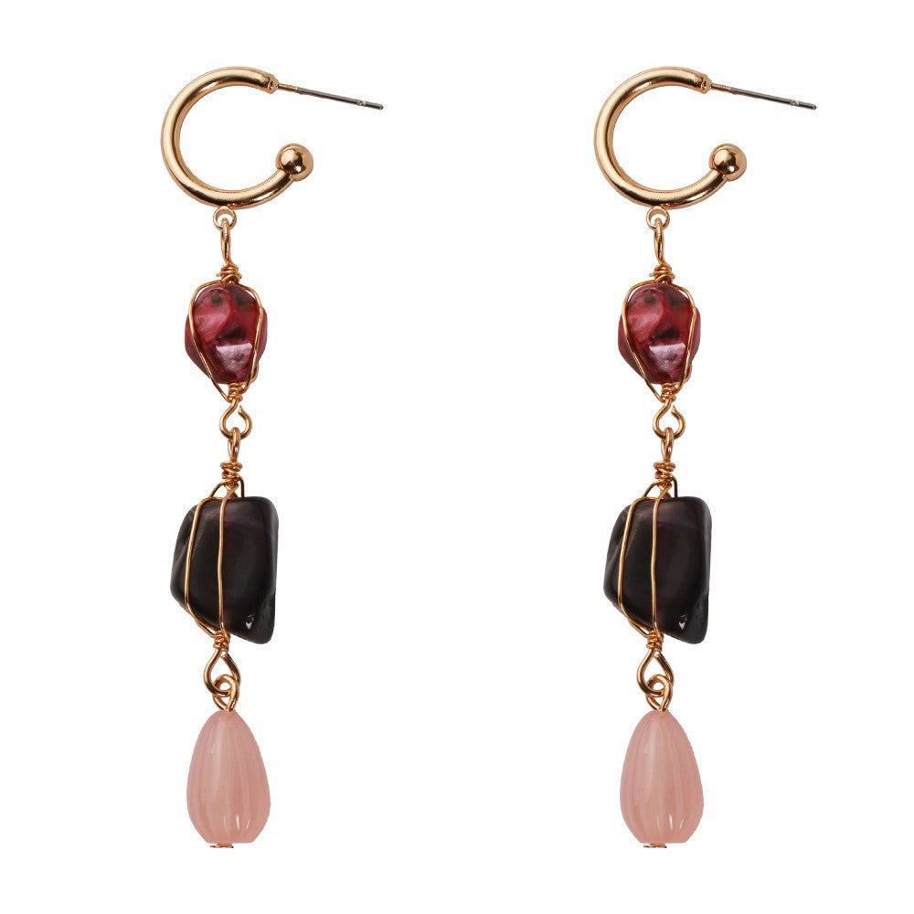 New Irregular Stones Long Earrings For Women Fashion Bohemia