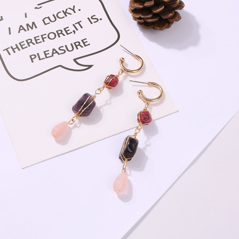 New Irregular Stones Long Earrings For Women Fashion Bohemia