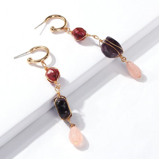 New Irregular Stones Long Earrings For Women Fashion Bohemia