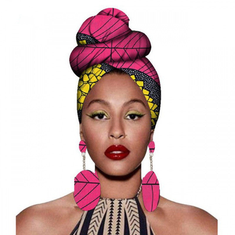 Fashion African Headscarves And Earrings 2 Pieces Of Women's African Clothing Headwear Headbands