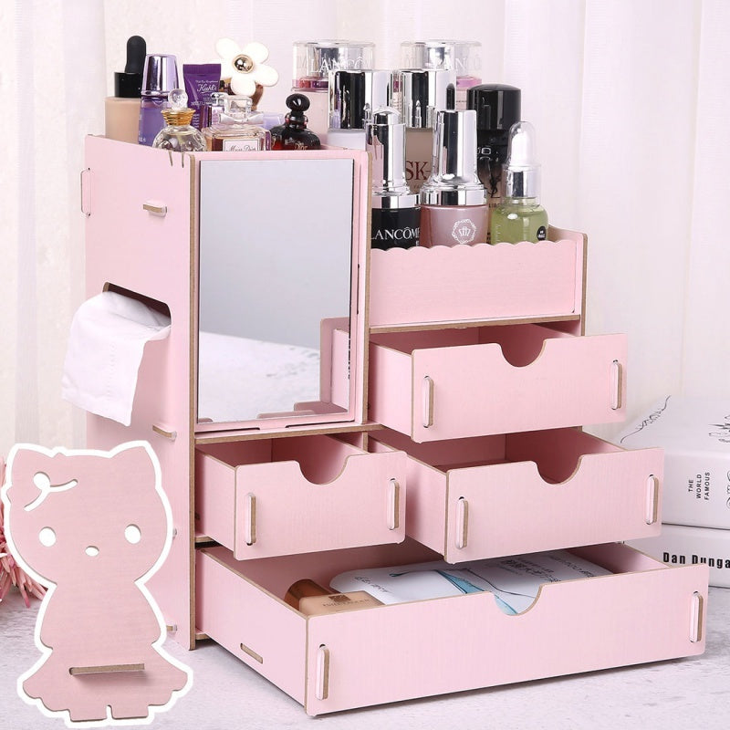 Wooden Tabletop Cosmetic and Jewelry Organizer