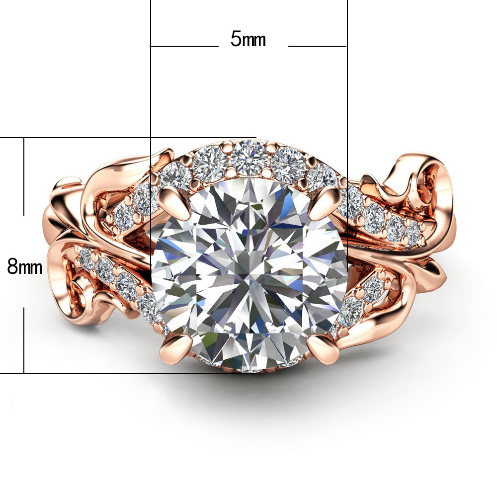 Beautiful Flower Design Bridal Jewelry Engagement Rings for Women Rose Gold Wedding Ring