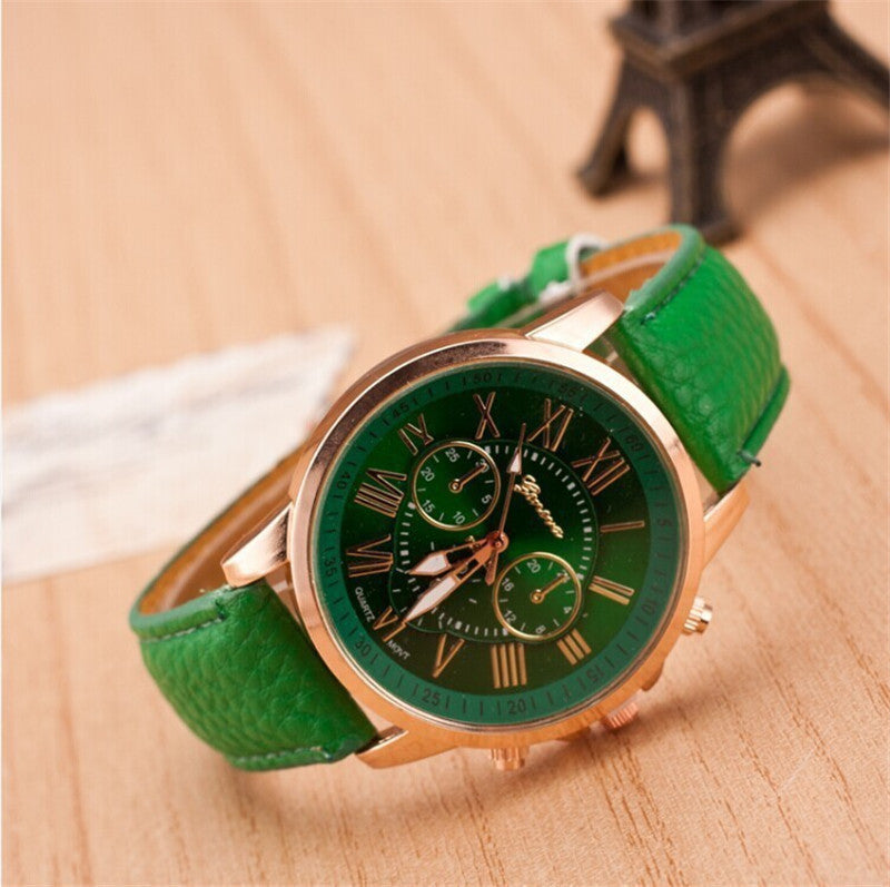 Fashion Three Eyes Roman Quartz Watch Women's Electronic Quartz Strap Watch