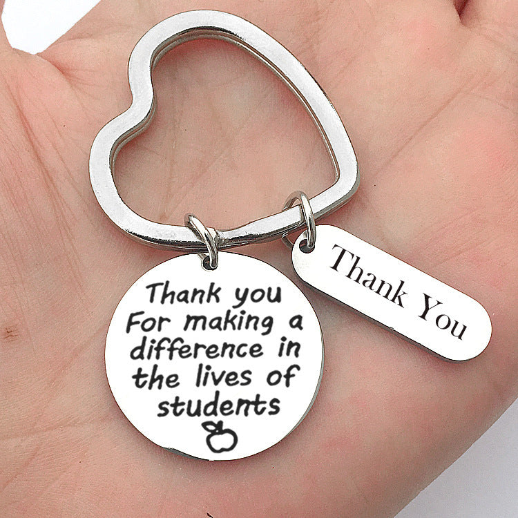 Teacher Teacher Keychain Stainless Steel English