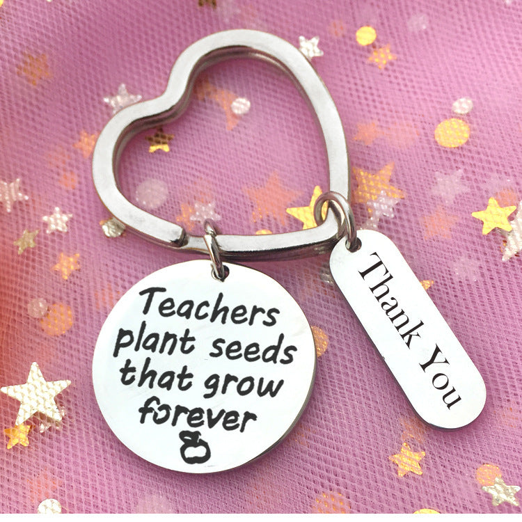 Teacher Teacher Keychain Stainless Steel English