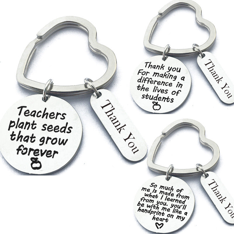 Teacher Teacher Keychain Stainless Steel English