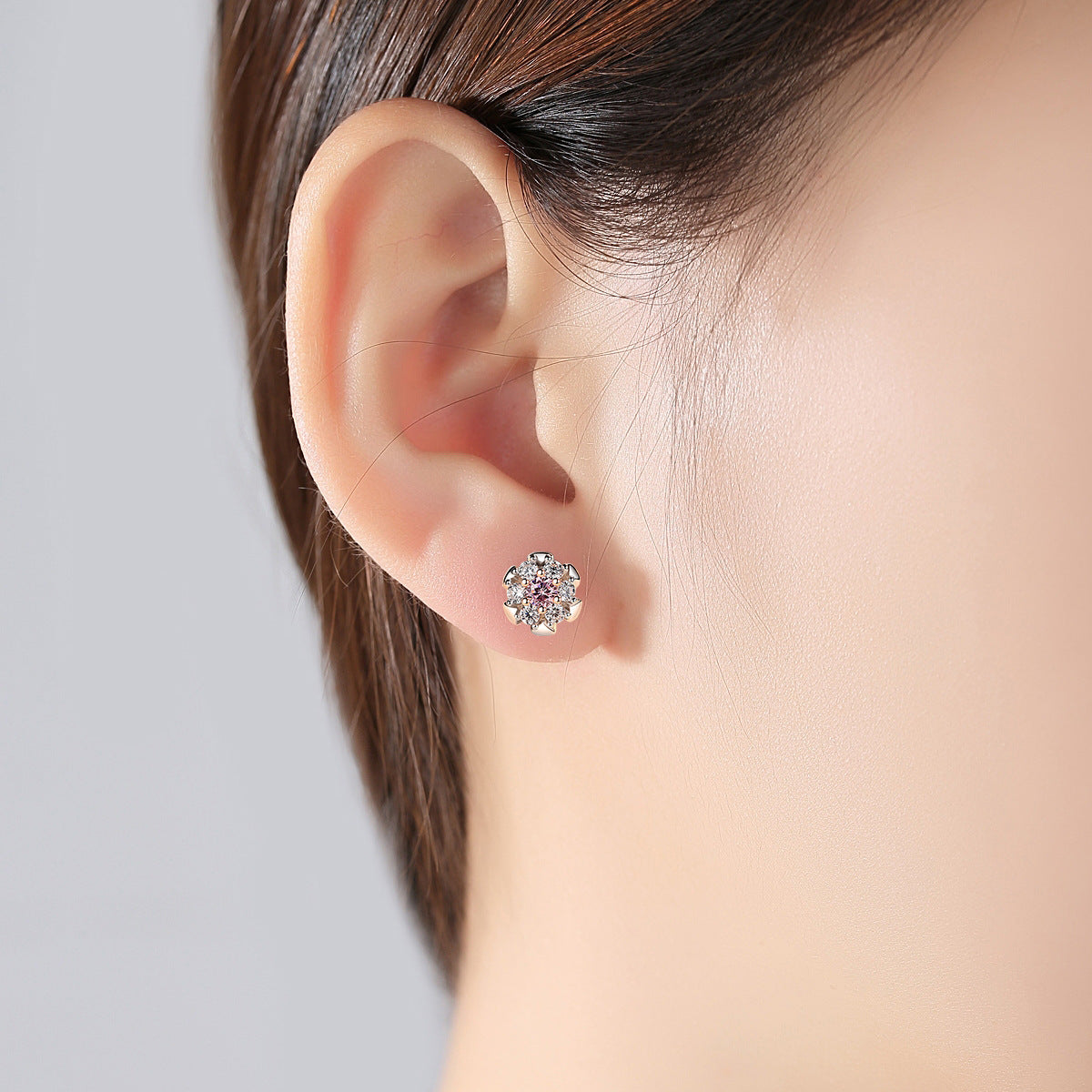 High-End Korean Two-Tone Gold Flower Bud Earrings