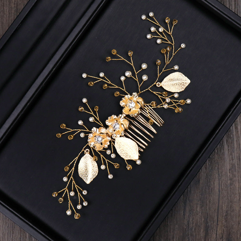 Golden Leaf Hairpin Hair Accessories New Wedding Dress Bridal Headdress