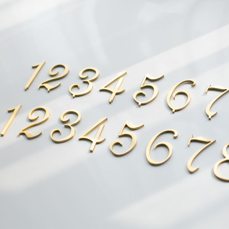 European Style Brass Number House Number Hotel Club Room Number Number Plate Retro Decorative Digital Sticker