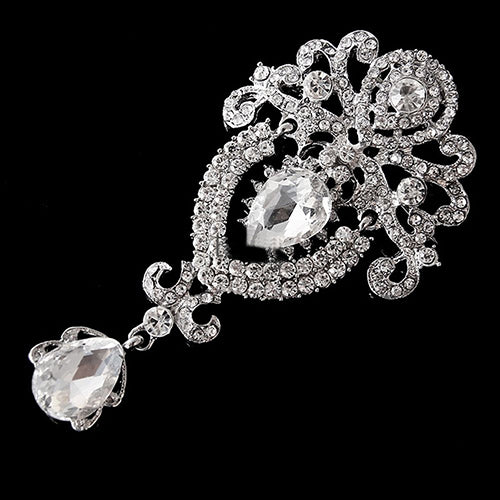 Fashion Crown Crystal Corsage Pendant Glass Brooch