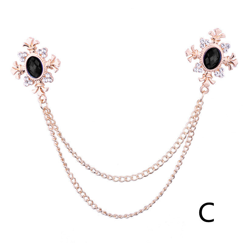 Tassel Crystal Cross Chain Brooch