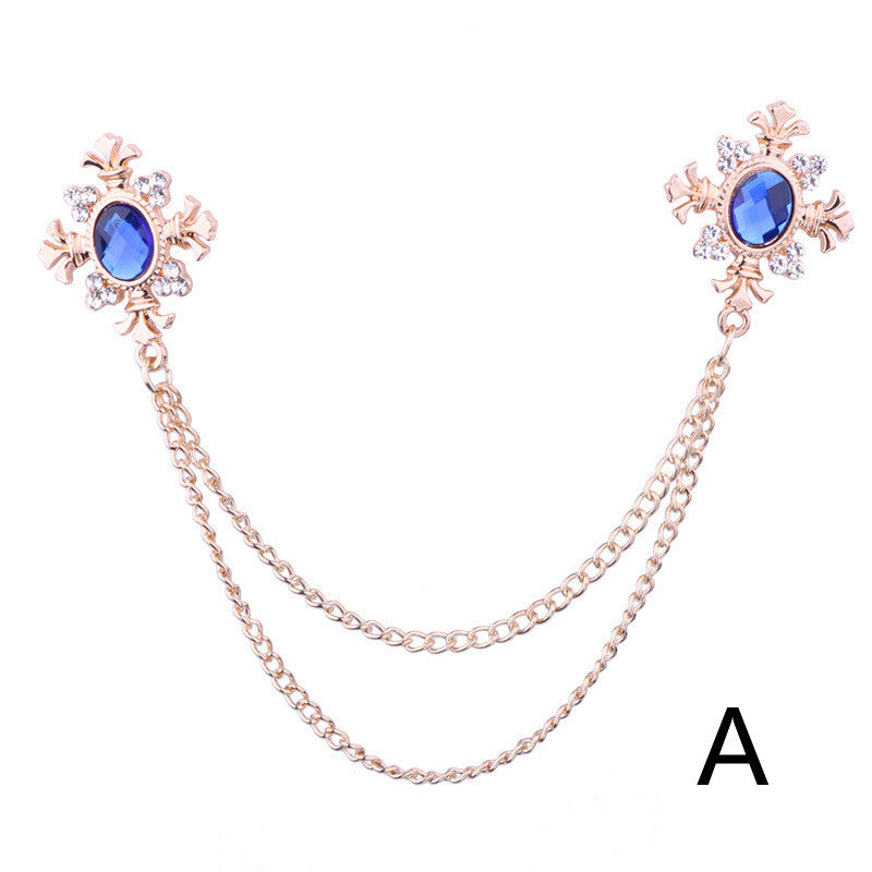 Tassel Crystal Cross Chain Brooch