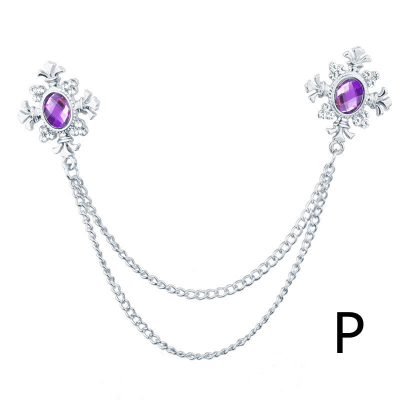 Tassel Crystal Cross Chain Brooch