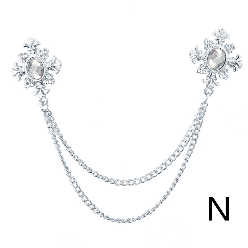 Tassel Crystal Cross Chain Brooch