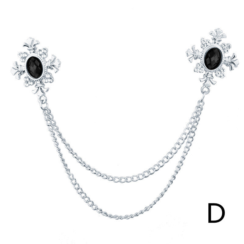 Tassel Crystal Cross Chain Brooch