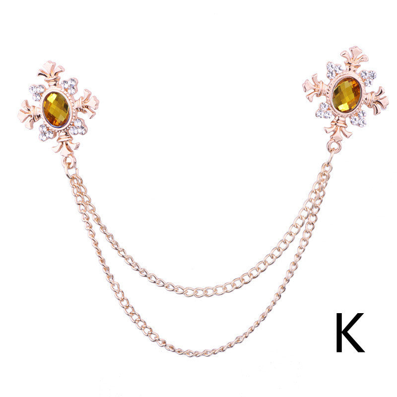 Tassel Crystal Cross Chain Brooch