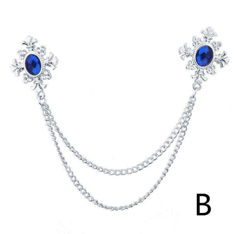 Tassel Crystal Cross Chain Brooch
