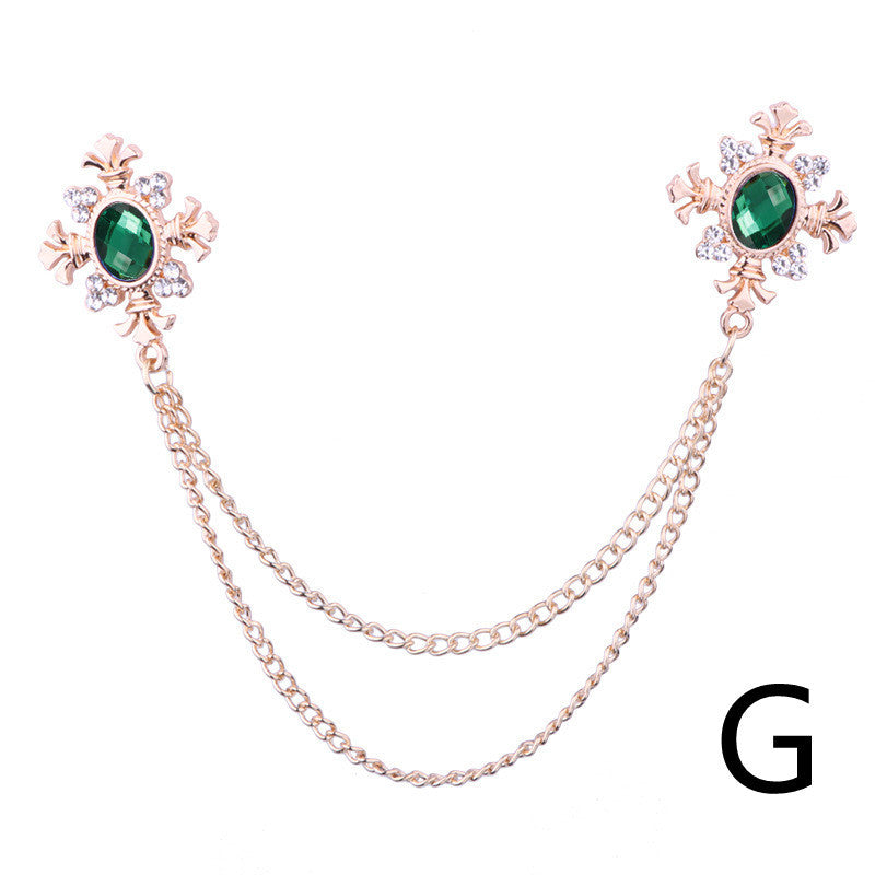 Tassel Crystal Cross Chain Brooch