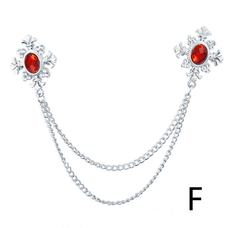Tassel Crystal Cross Chain Brooch