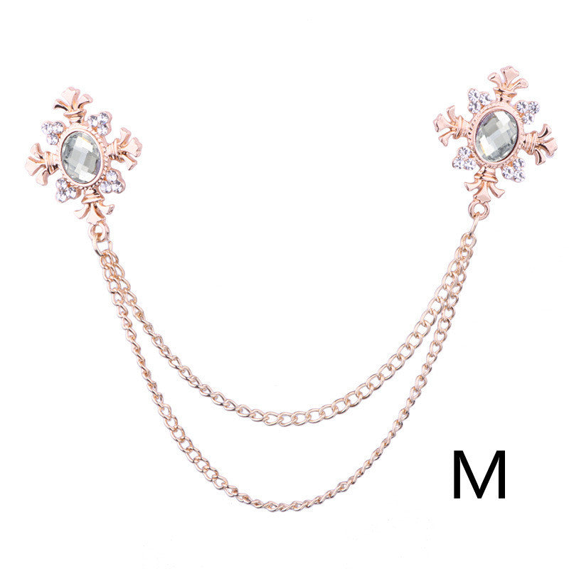 Tassel Crystal Cross Chain Brooch