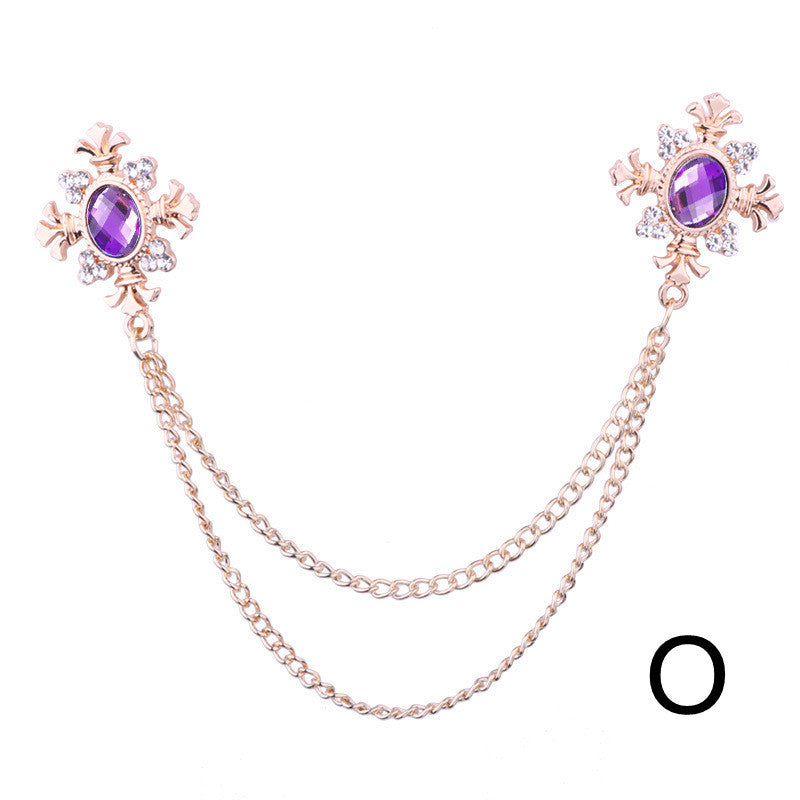 Tassel Crystal Cross Chain Brooch