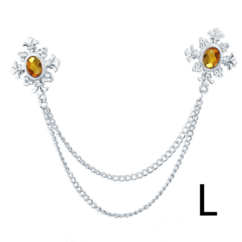 Tassel Crystal Cross Chain Brooch