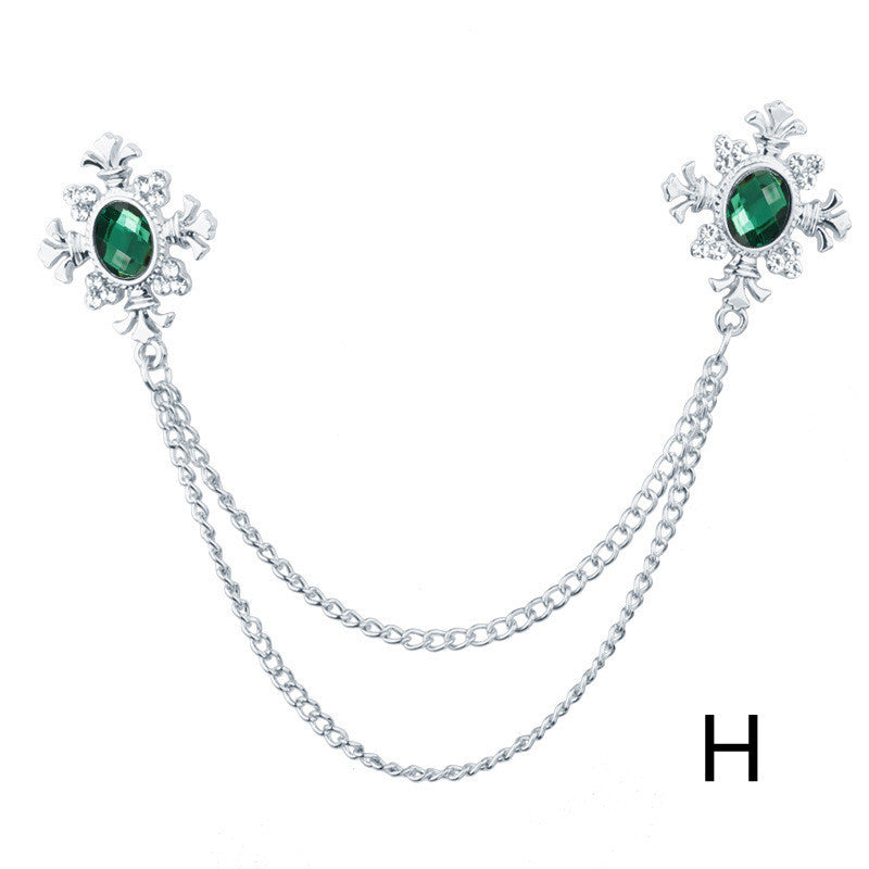 Tassel Crystal Cross Chain Brooch