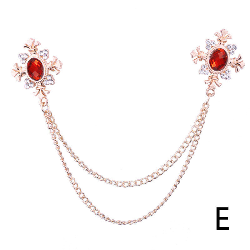 Tassel Crystal Cross Chain Brooch