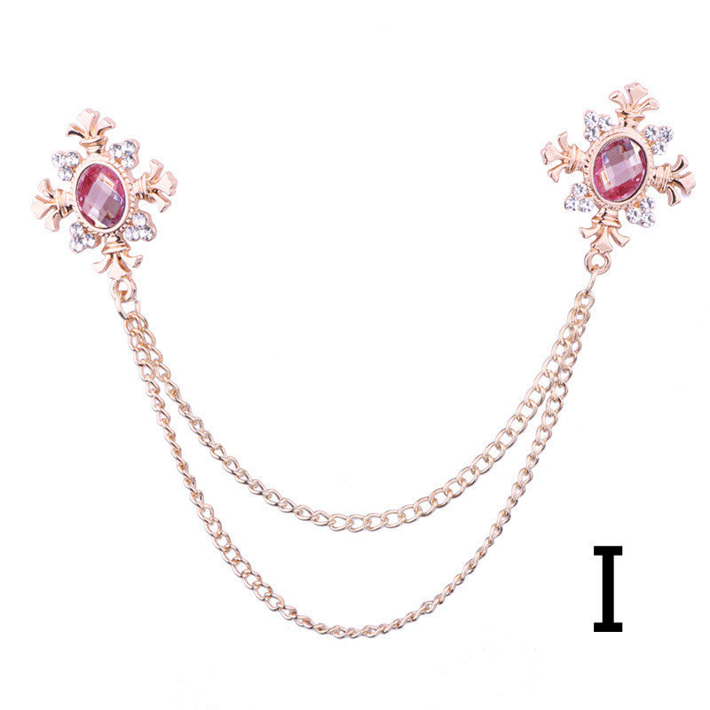 Tassel Crystal Cross Chain Brooch