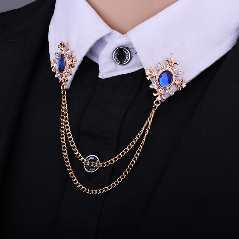 Tassel Crystal Cross Chain Brooch