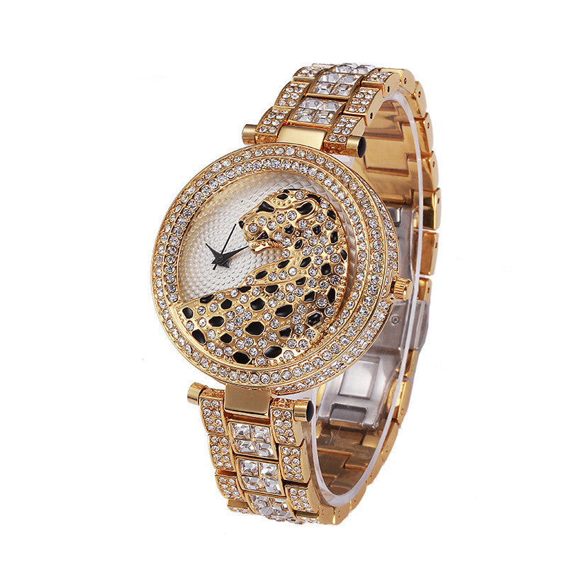 Leopard Diamond Steel Band Waterproof Quartz Watch