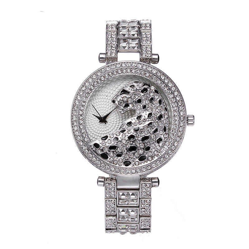 Leopard Diamond Steel Band Waterproof Quartz Watch