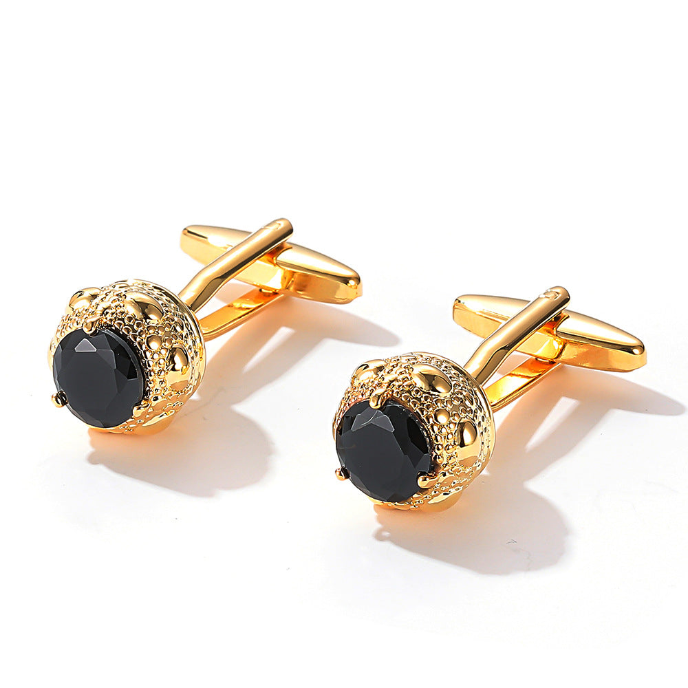 Men's Cufflinks Round Copper Shirt Sleeve Nails With Zircon