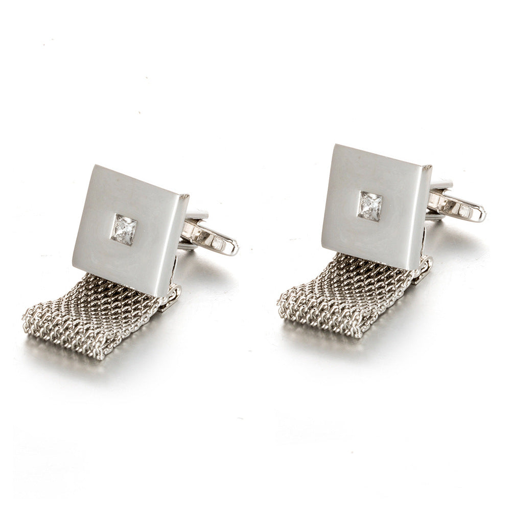 Shirt Cufflinks Chain Chain Square White Crystal Business Cufflinks