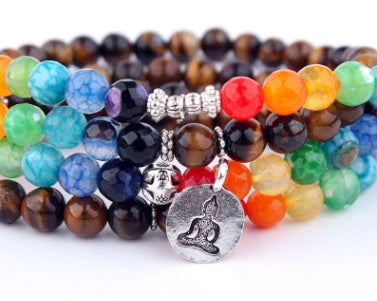 Natural Stone Bead Mala Bracelet
