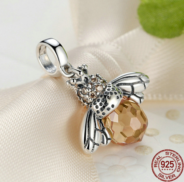 S925 Necklace Pendant European And American Fashion Crystal Bee Pendants Diy Beaded Bracelet Accessories