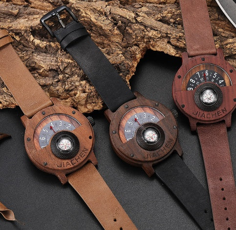 Multifunctional Compass Wood Watch Outdoor Sports Watch