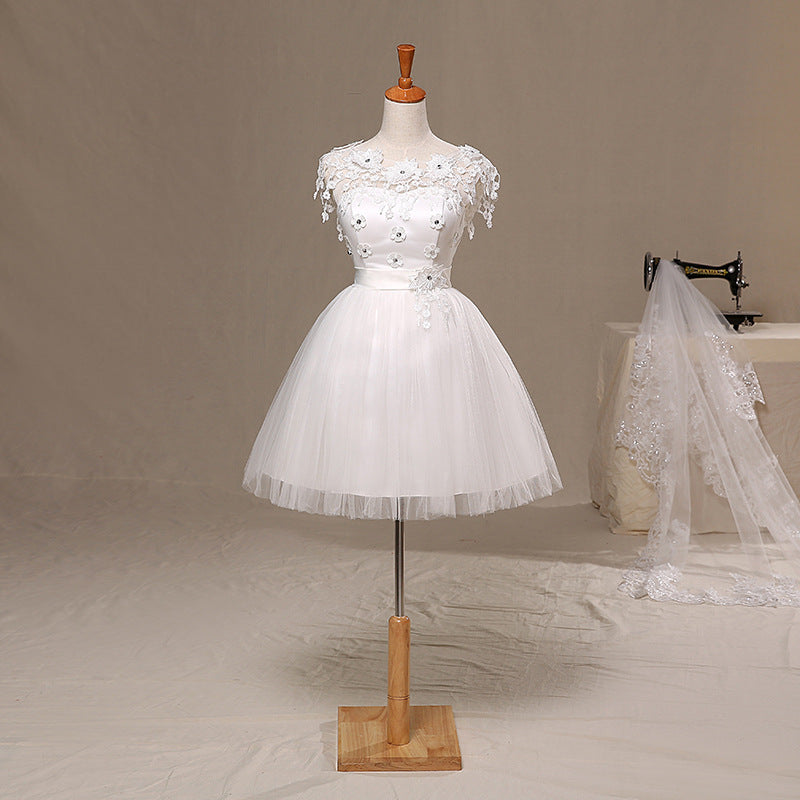 Betrothal Engagement Wedding Party short skirt lace, lace, lace, lace, lace, flower, shoulder dress and small dress D729