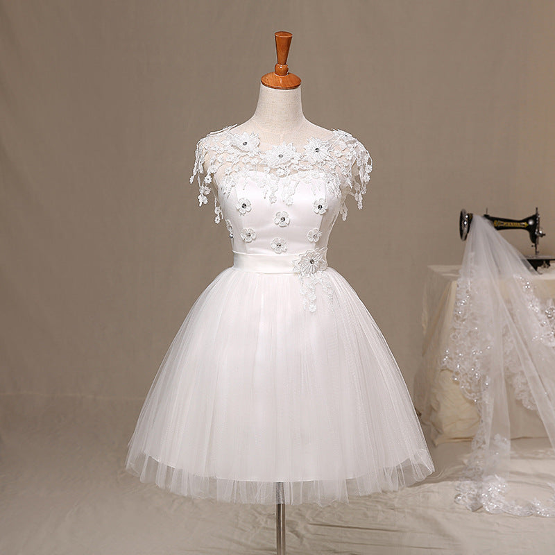 Betrothal Engagement Wedding Party short skirt lace, lace, lace, lace, lace, flower, shoulder dress and small dress D729