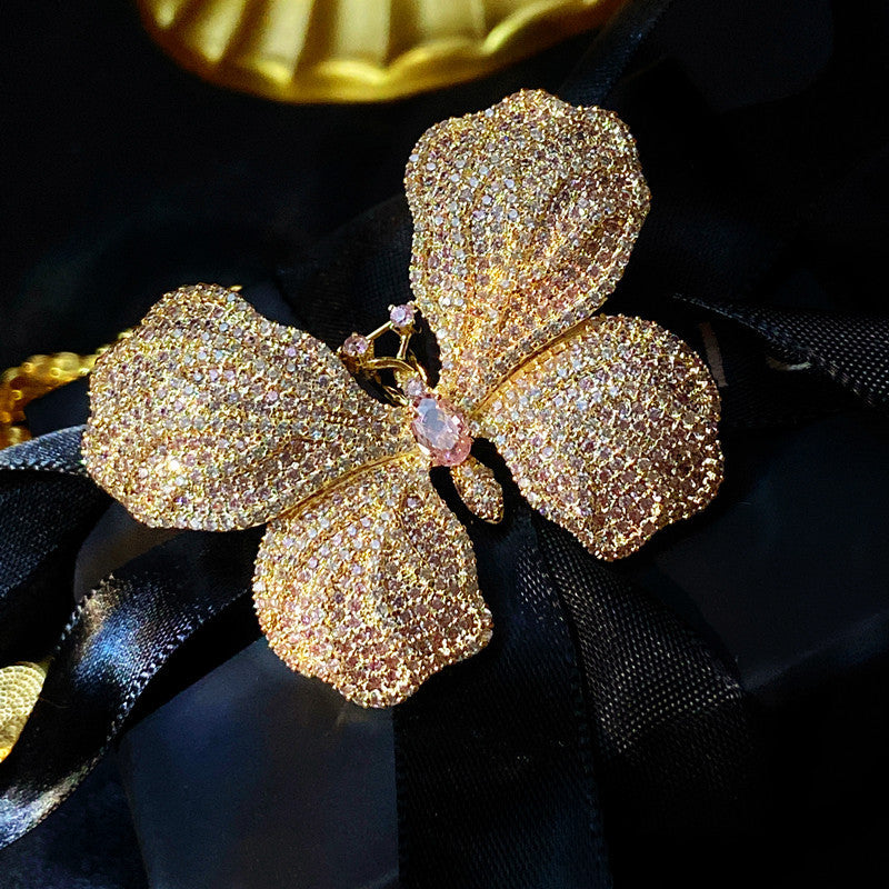 Butterfly Brooch Full Of Diamond Zircons