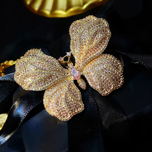 Butterfly Brooch Full Of Diamond Zircons