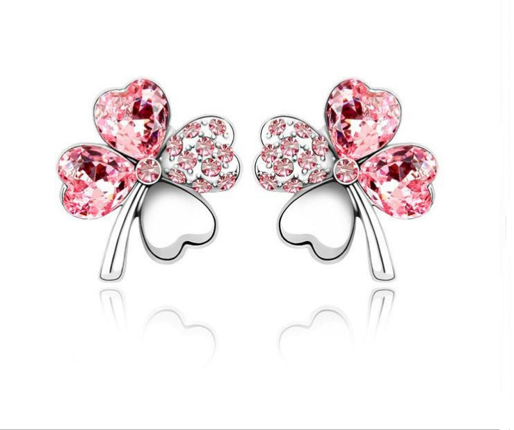 Four-leaf clover crystal full earring earrings