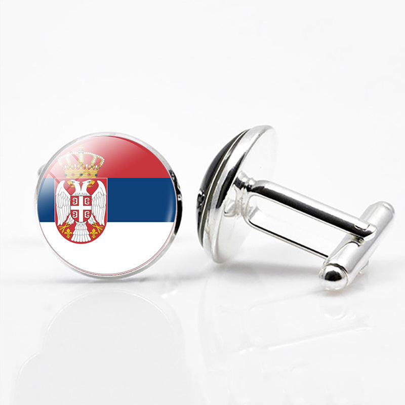 National Flags of the World Series Time Gem Cufflinks Jewelry