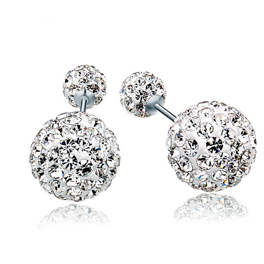 S925 sterling silver earrings Austrian rhinestones double-sided earrings