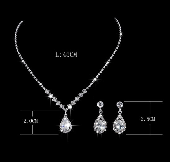 Elegant Zircon Water Drop Pendant Set