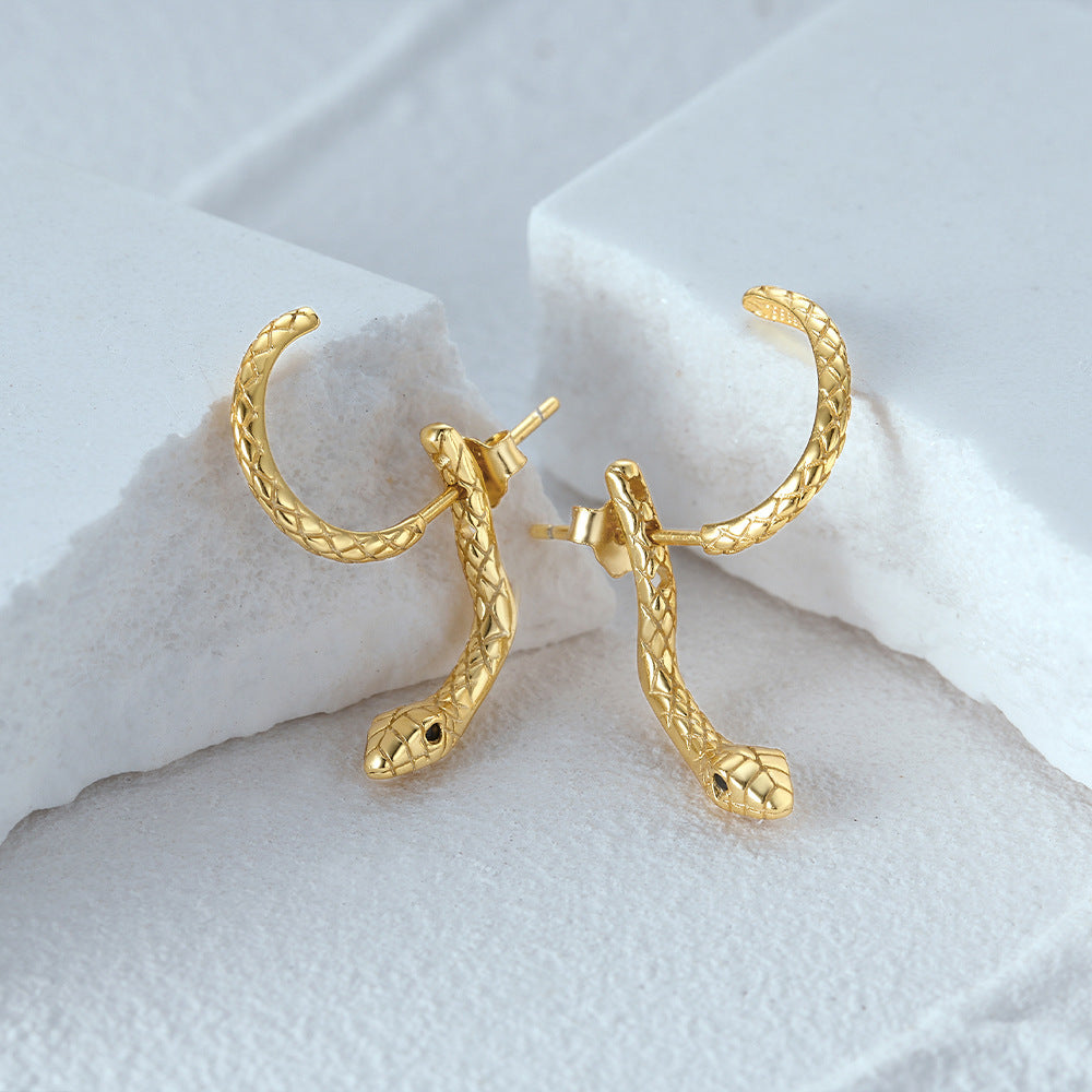 925 Sterling Silver Snake Adjustable Ear Studs