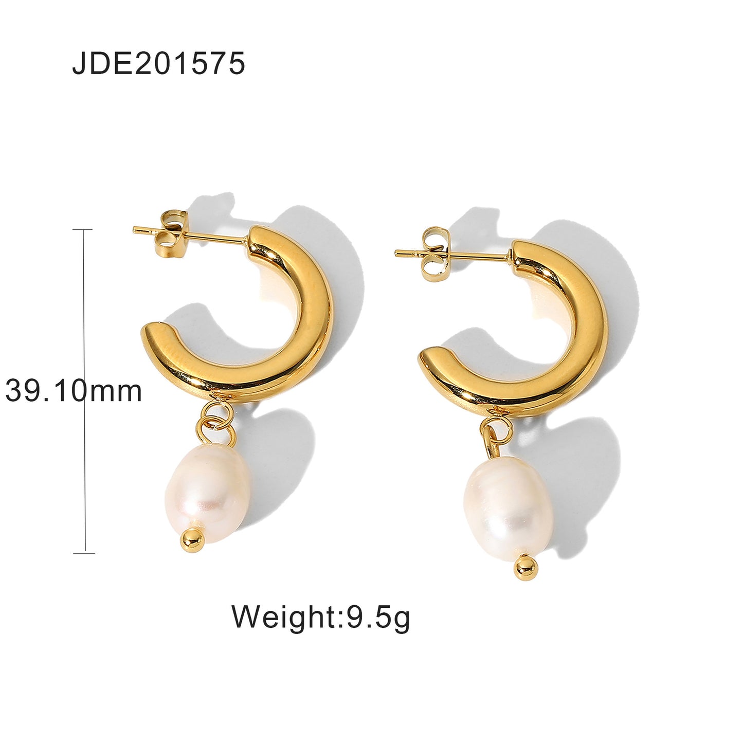 Fashion Personality Pearl 18K Gold Stainless Steel Earrings